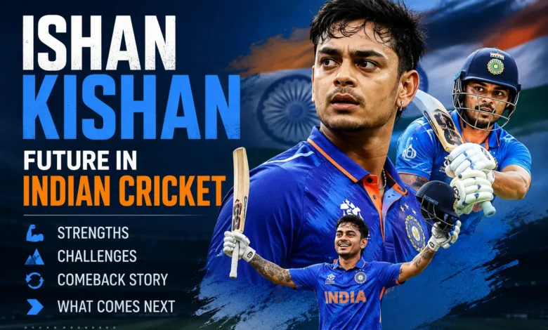 Ishan Kishan preparing to bat for India during an international cricket match