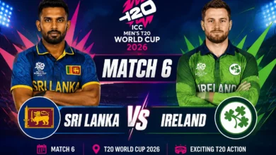 Sri Lankan players celebrating a crucial wicket against Ireland in a dramatic T20 cricket match