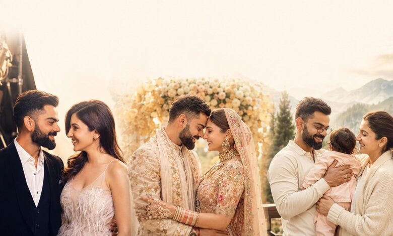 Virat Kohli and Anushka Sharma sharing a happy moment during a public appearance
