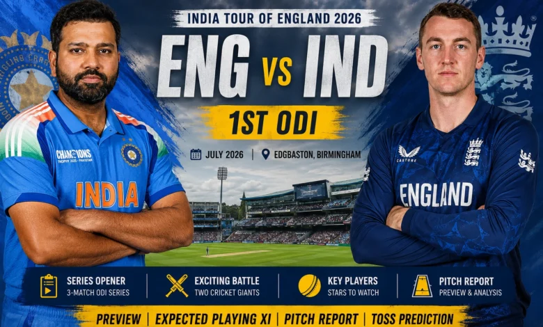 ENG vs IND 1st ODI 2026 preview featuring India and England captains at Edgbaston