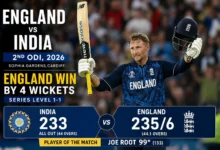 England vs India 2nd ODI 2026 match scorecard at Sophia Gardens Cardiff