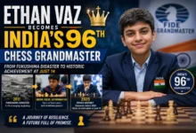 Ethan Vaz celebrating after becoming India's 96th Chess Grandmaster in Sarajevo