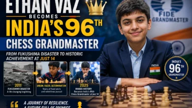 Ethan Vaz celebrating after becoming India's 96th Chess Grandmaster in Sarajevo