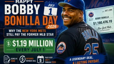 Former New York Mets star Bobby Bonilla during his MLB career as fans celebrate Bobby Bonilla Day