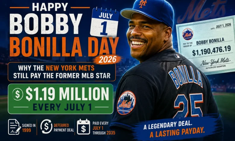 Former New York Mets star Bobby Bonilla during his MLB career as fans celebrate Bobby Bonilla Day