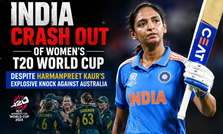 Harmanpreet Kaur plays an attacking shot during India's Women's T20 World Cup match against Australia at Lord's