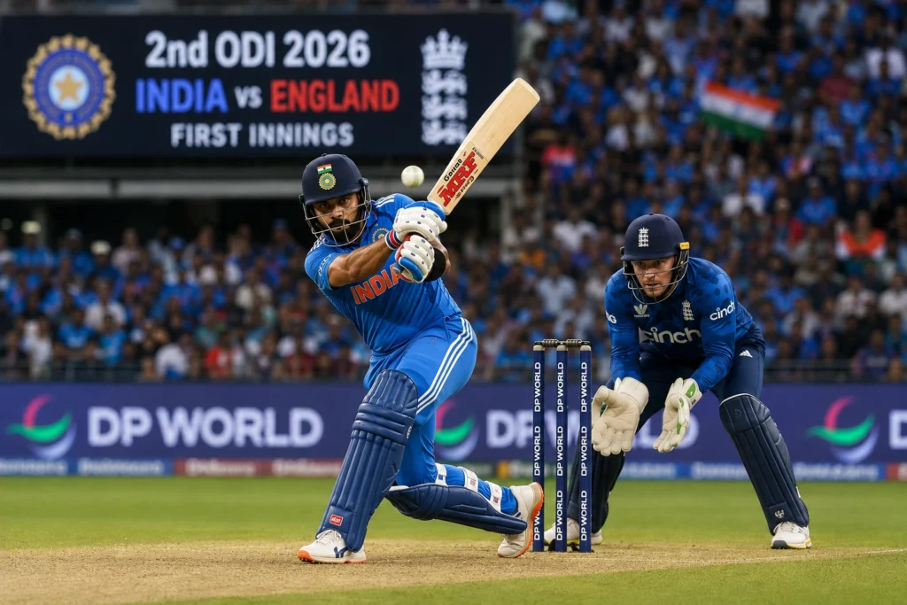 Virat Kohli batting against England in the 2nd ODI 2026 at Cardiff