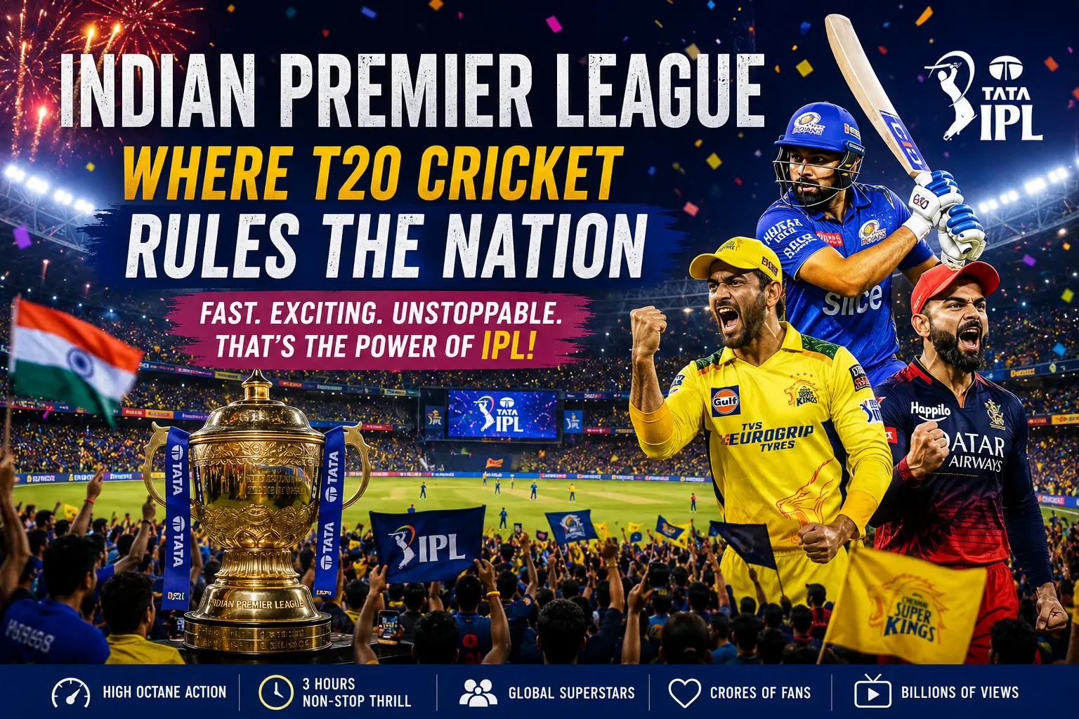  Indian Premier League match showcasing the popularity of T20 cricket