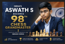 Aswath S celebrating after becoming India's 98th Chess Grandmaster.