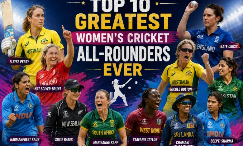 The greatest women's cricket all-rounders in history featuring legendary batters and bowlers.