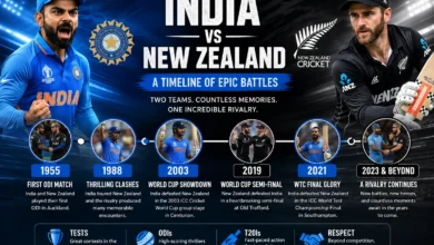 India National Cricket Team vs New Zealand National Cricket Team Timeline